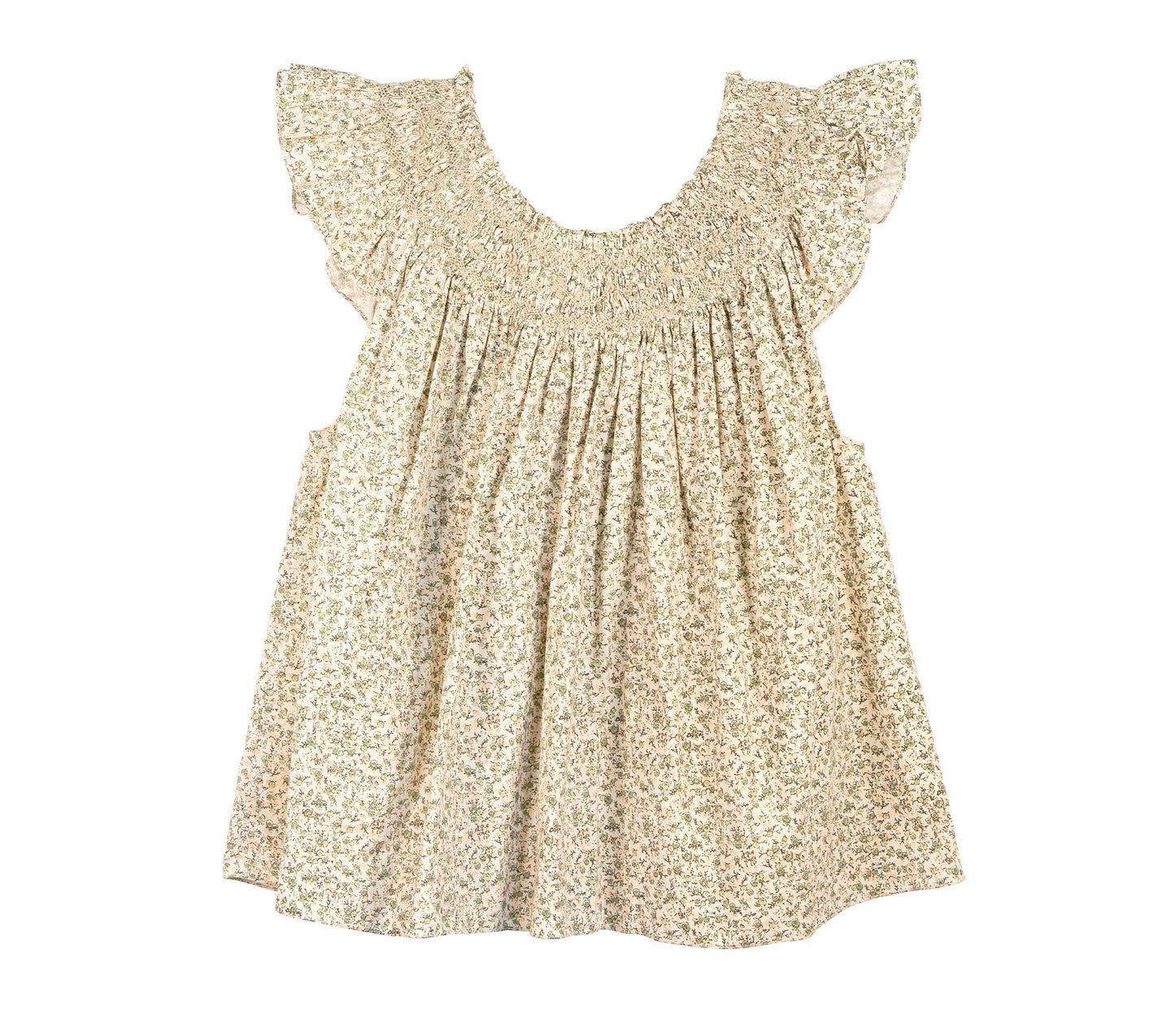 HMD -- APRIL TOP -- GREEN SUMMER NECTAR PRINT