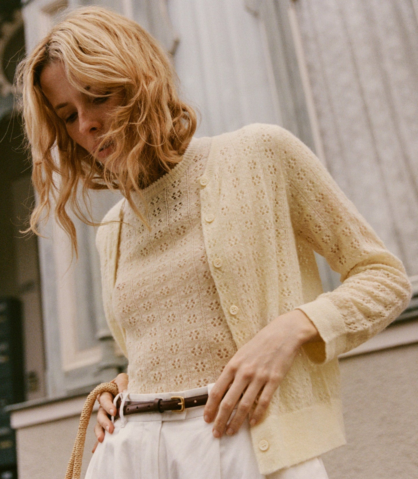 DANAE POINTELLE CARDIGAN -- VANILLA