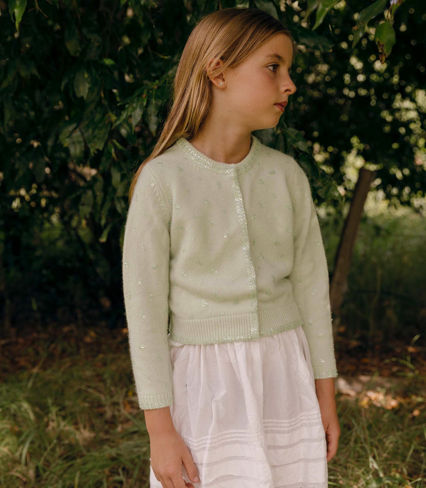 LITTLE PAILLETTE CARDIGAN -- MINT TEA