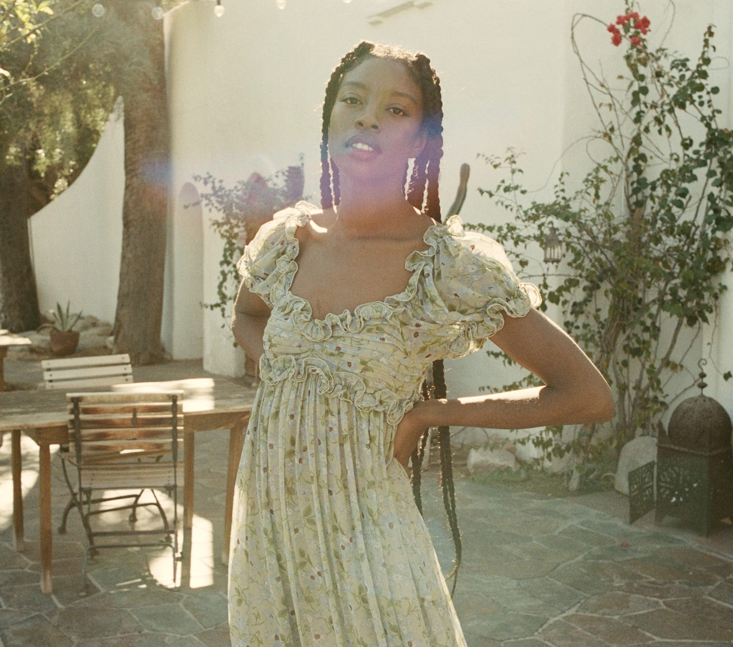 HMD -- DREW DRESS -- GREEN STRAWBERRY MOON FLORAL