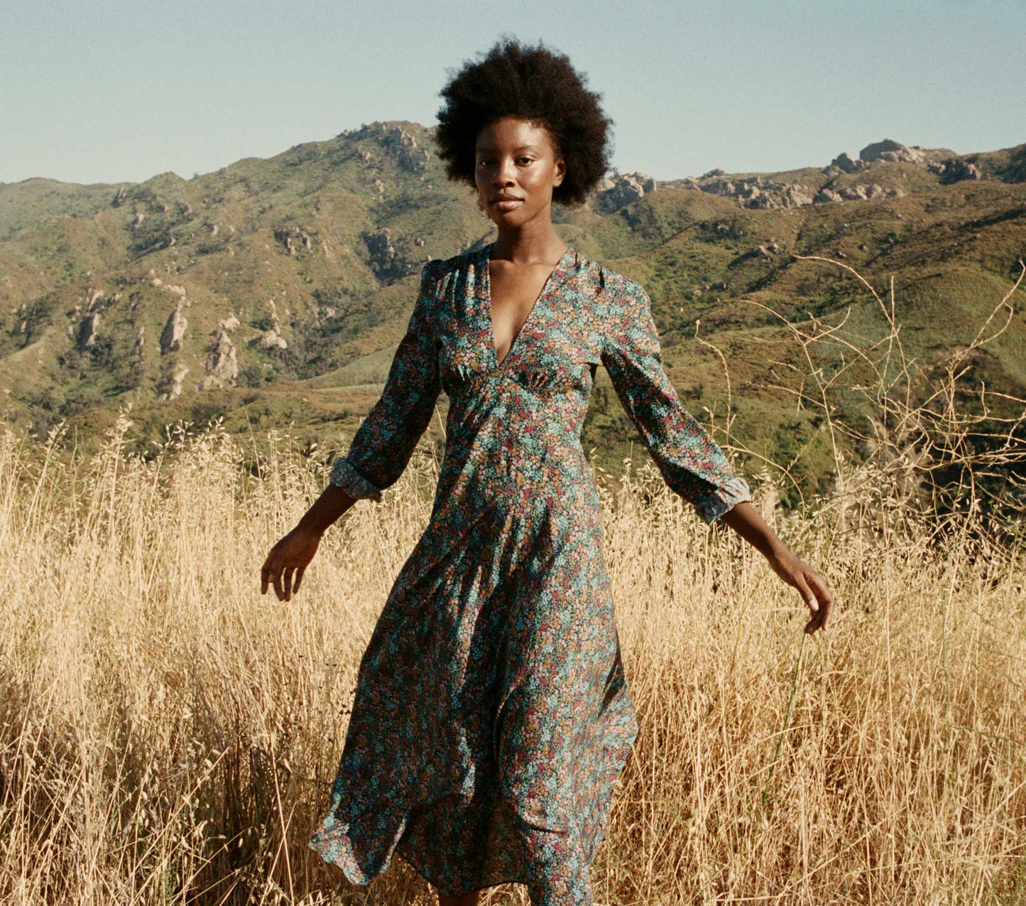 HMD -- CHARLESTON DRESS -- NAVY LADY BIRD FLORAL