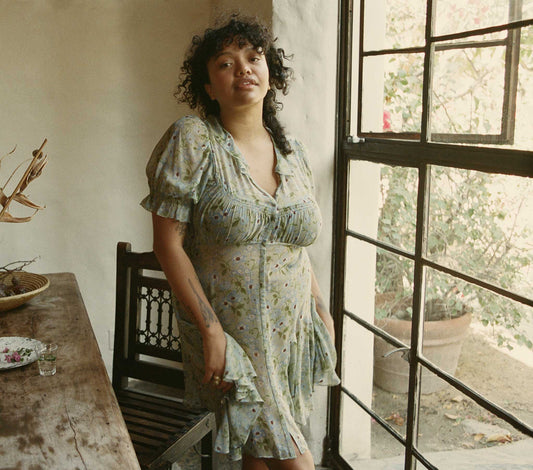 HMD -- MIRA DRESS -- GREEN STRAWBERRY MOON FLORAL