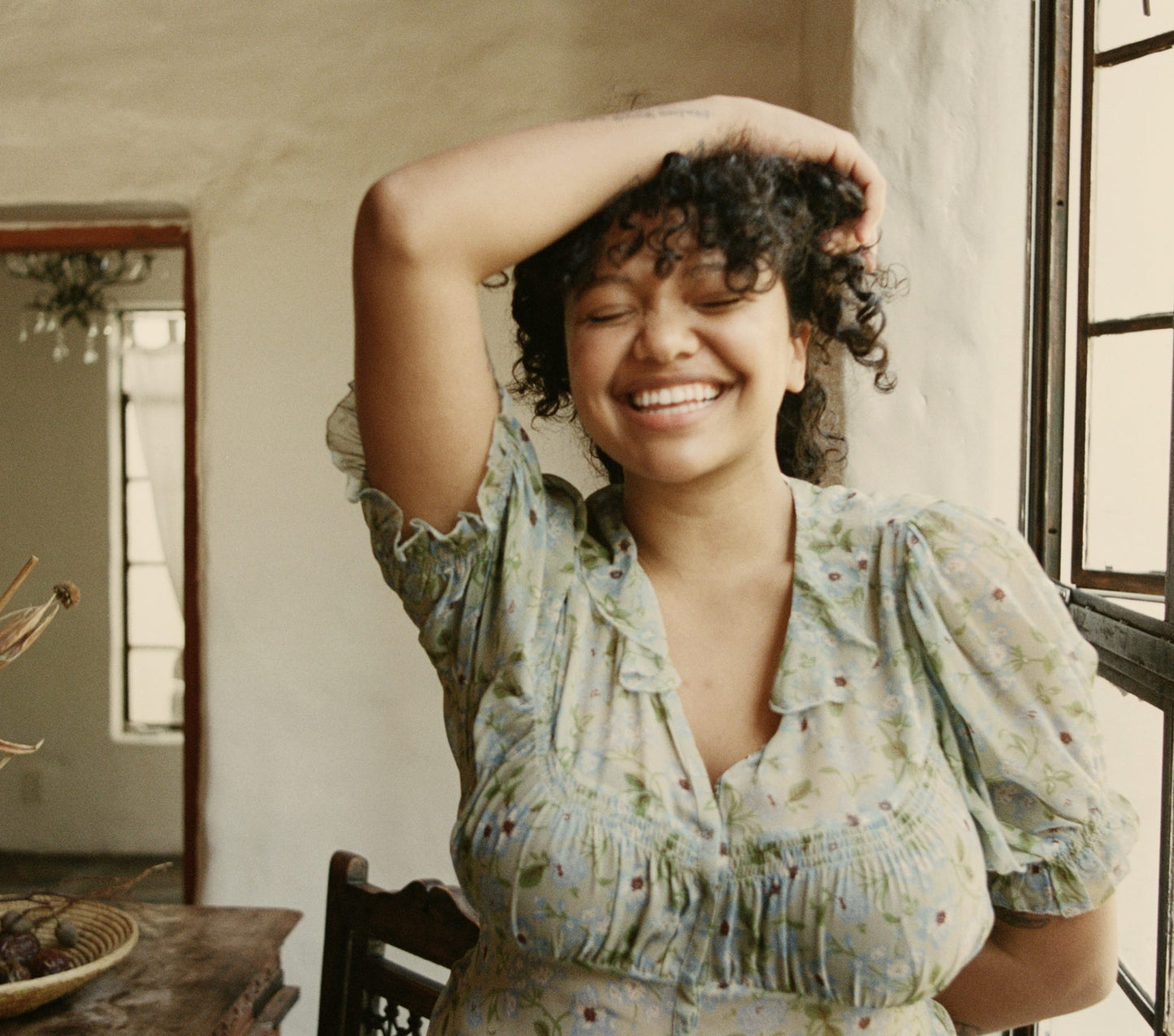 HMD -- MIRA DRESS -- GREEN STRAWBERRY MOON FLORAL