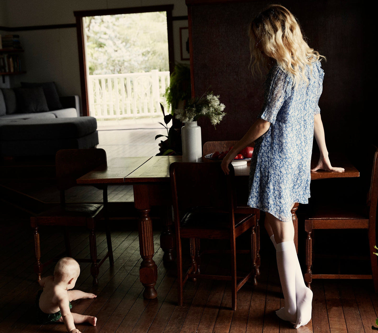 HMD -- BAUDOIN DRESS -- PORCELAIN BLUE TEA FLORAL