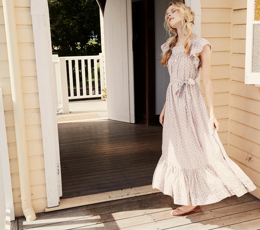 HMD -- SONNET DRESS -- PEACH MARTHA'S GARDEN PRINT