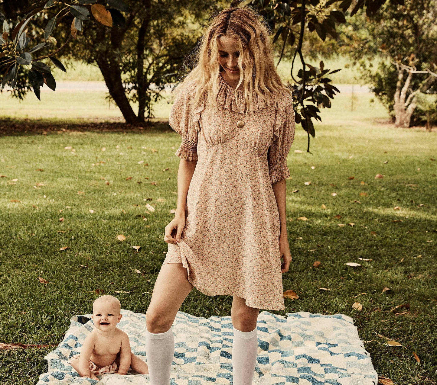 HMD -- BAUDOIN DRESS -- PEACH MARTHA'S GARDEN PRINT