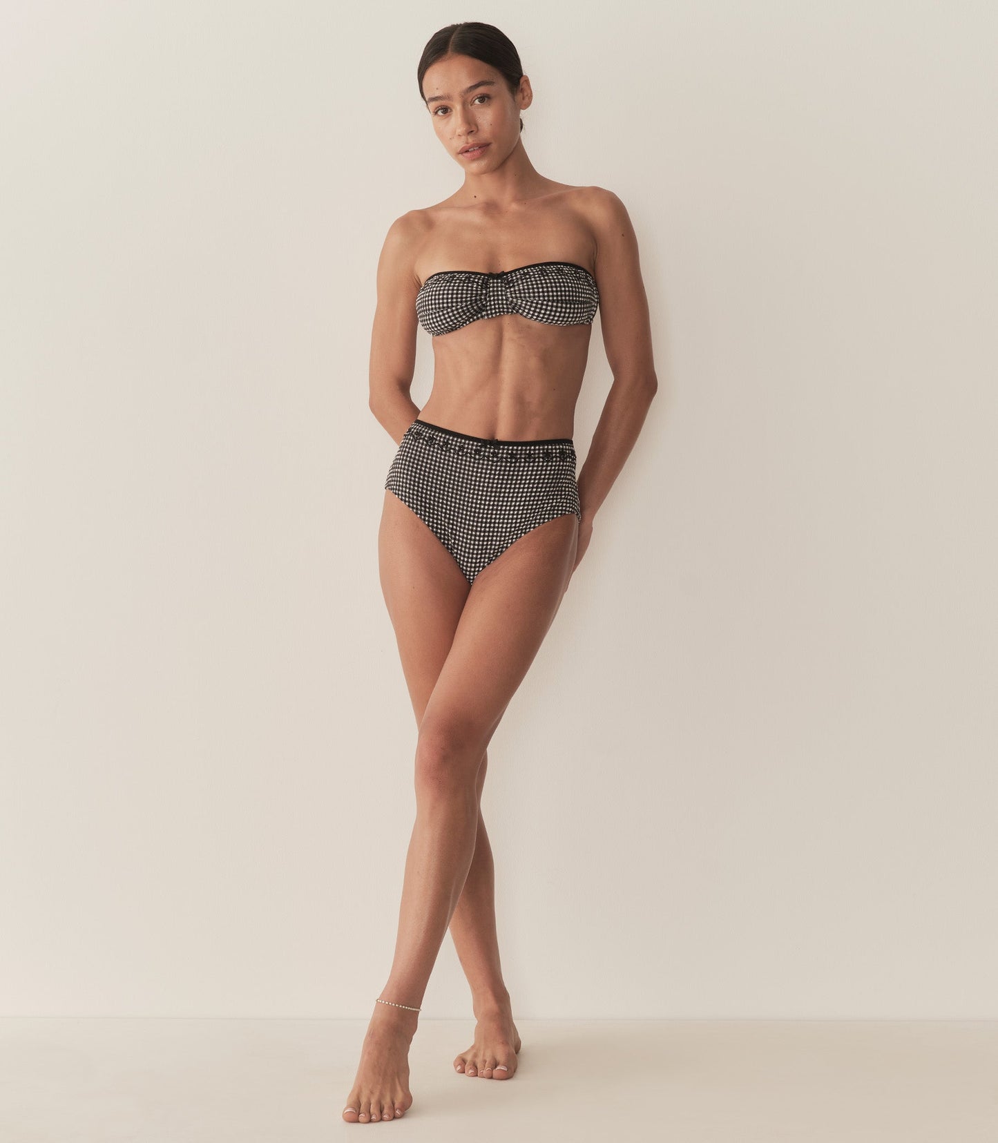 ALEX HIGH WAIST BIKINI BOTTOM -- LA MADDALENA GINGHAM