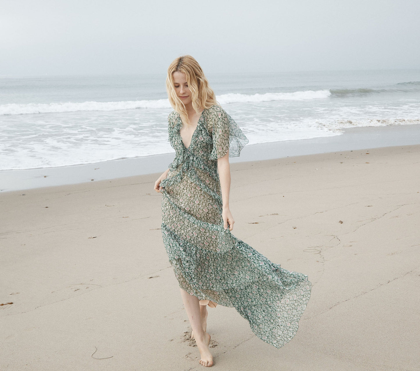 HMD -- ANTOINETTE DRESS -- EMERALD AND RADISH TEA FLORAL