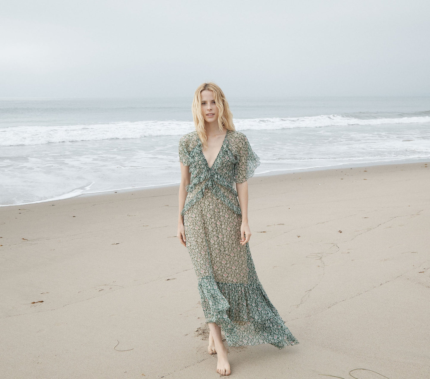 HMD -- ANTOINETTE DRESS -- EMERALD AND RADISH TEA FLORAL