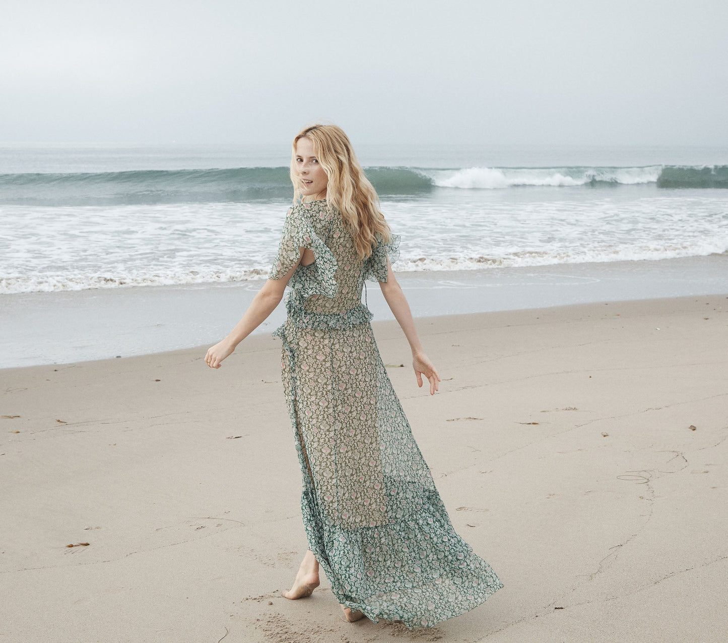 HMD -- ANTOINETTE DRESS -- EMERALD AND RADISH TEA FLORAL