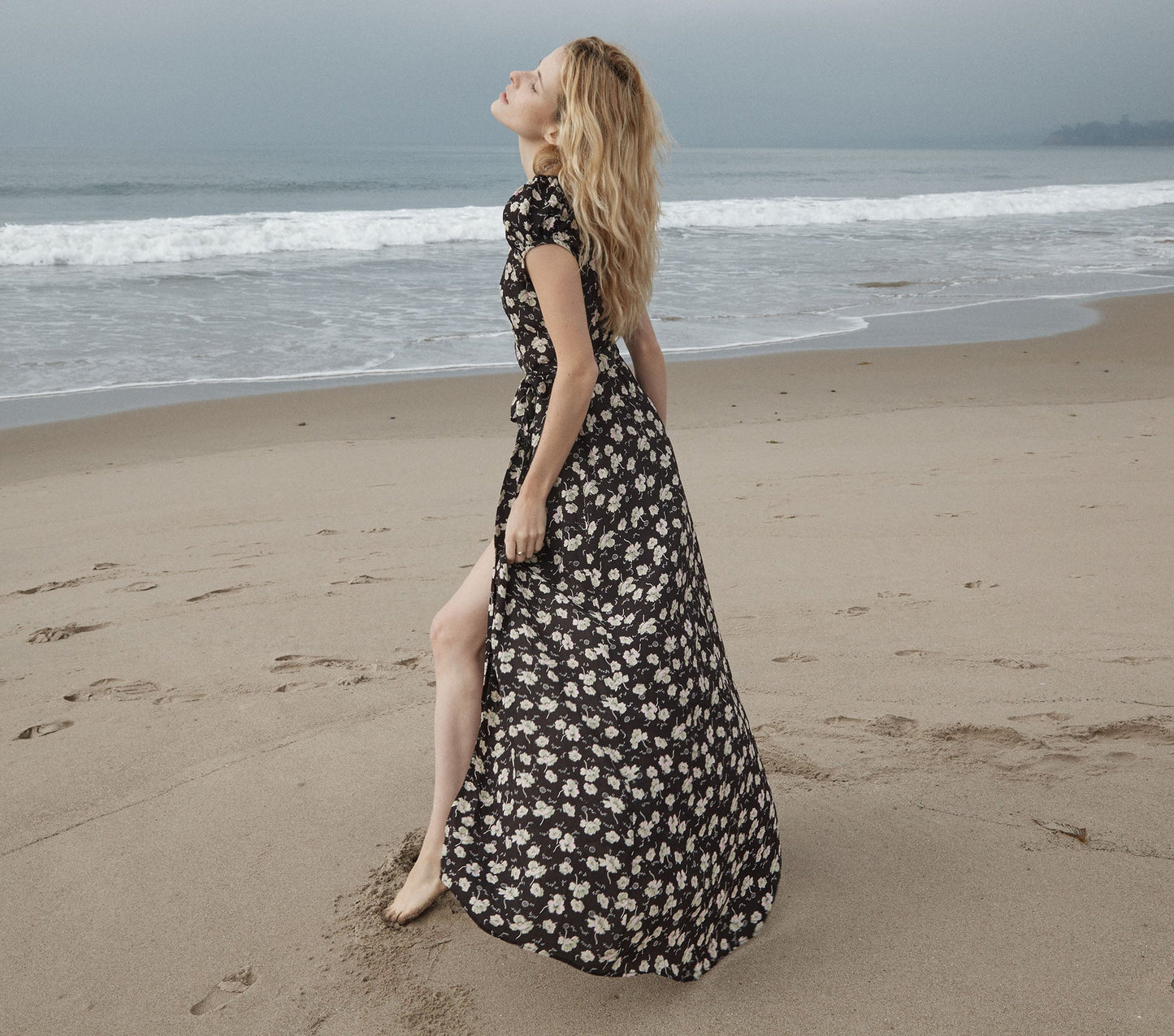 HMD -- AURORA DRESS -- BLACK ANEMONE FLORAL