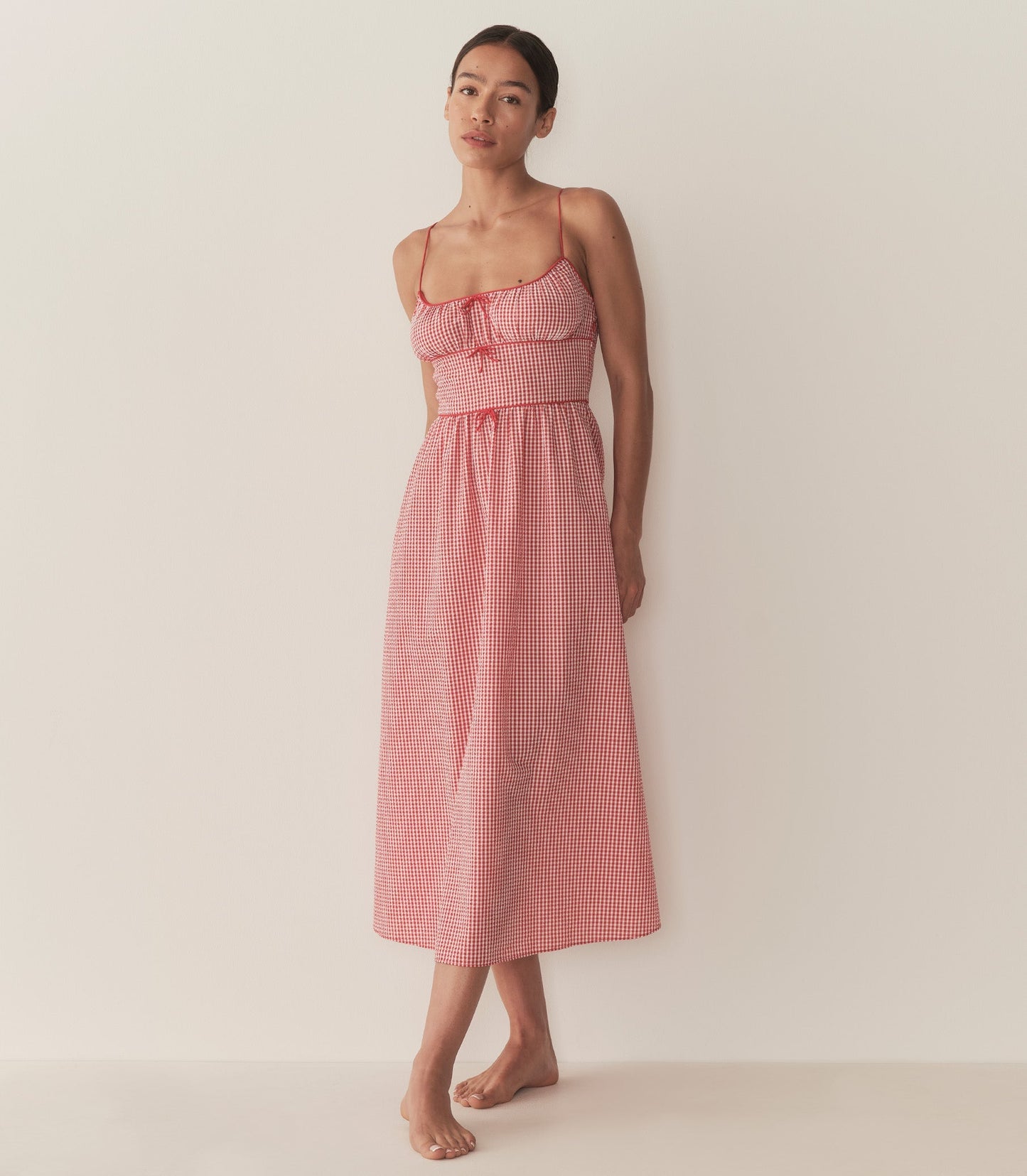 BELLINE DRESS -- ROUGE LA MADDALENA GINGHAM