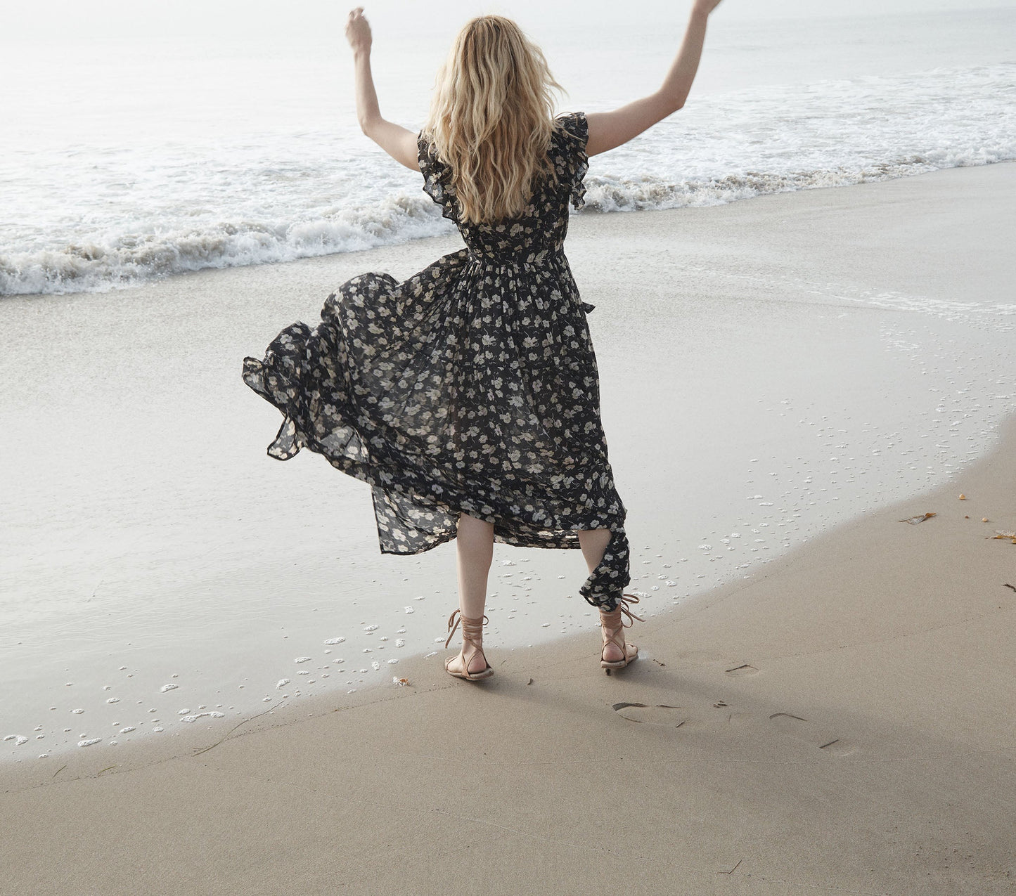 HMD -- CARNATION DRESS -- BLACK ANEMONE FLORAL