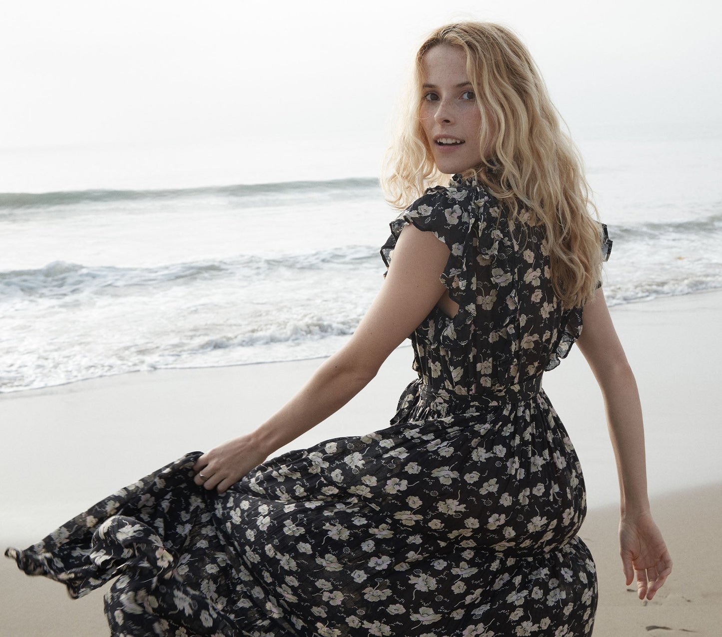 HMD -- CARNATION DRESS -- BLACK ANEMONE FLORAL