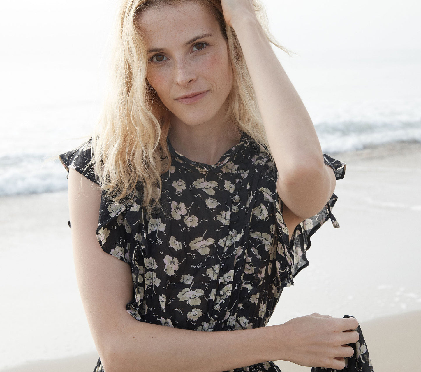 HMD -- CARNATION DRESS -- BLACK ANEMONE FLORAL