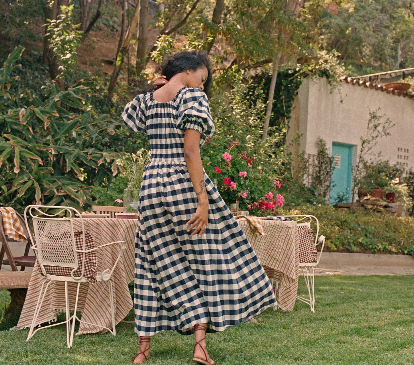 HMD -- VICTOIRE DRESS -- NAVY GINGHAM