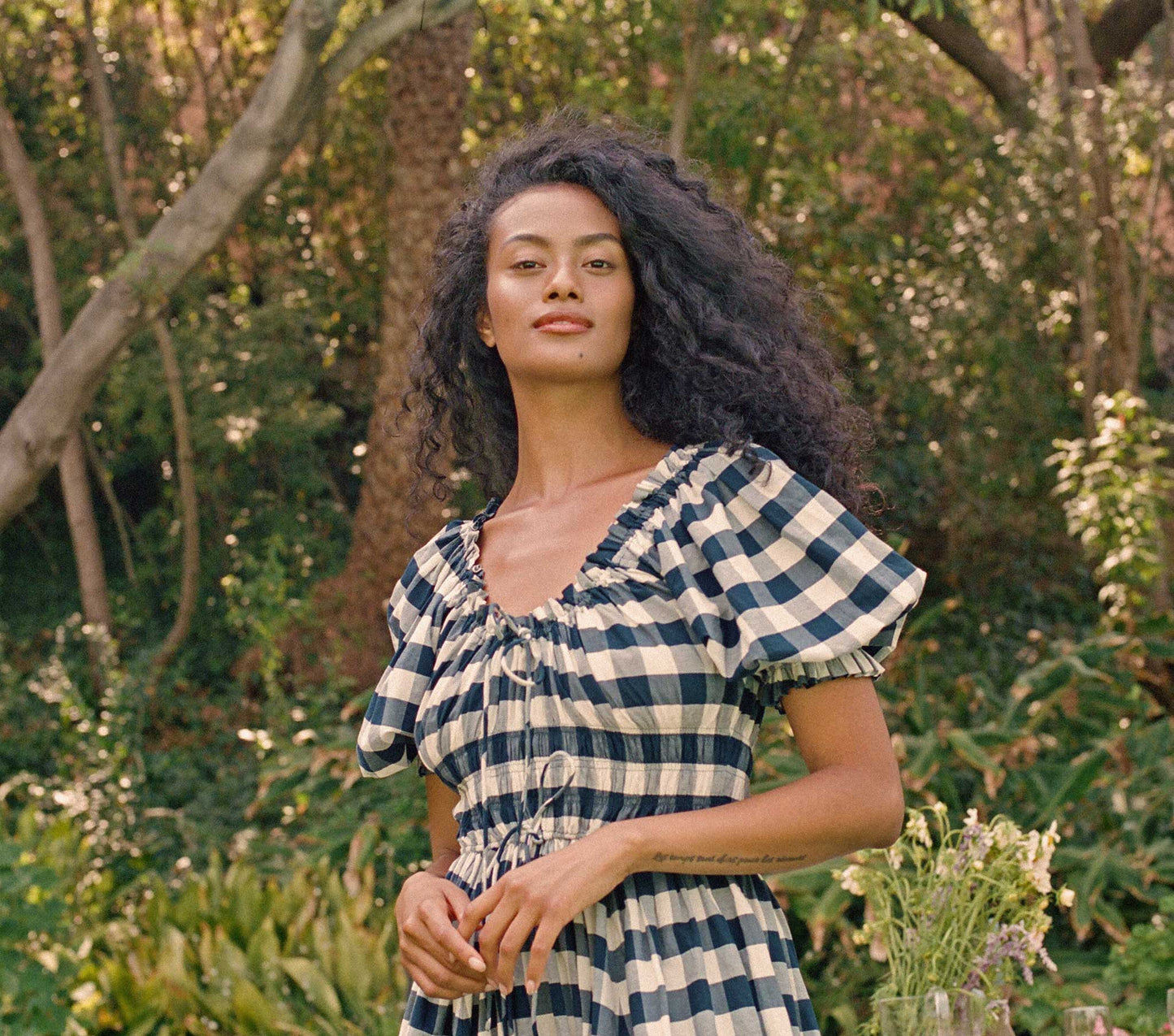 HMD -- VICTOIRE DRESS -- NAVY GINGHAM