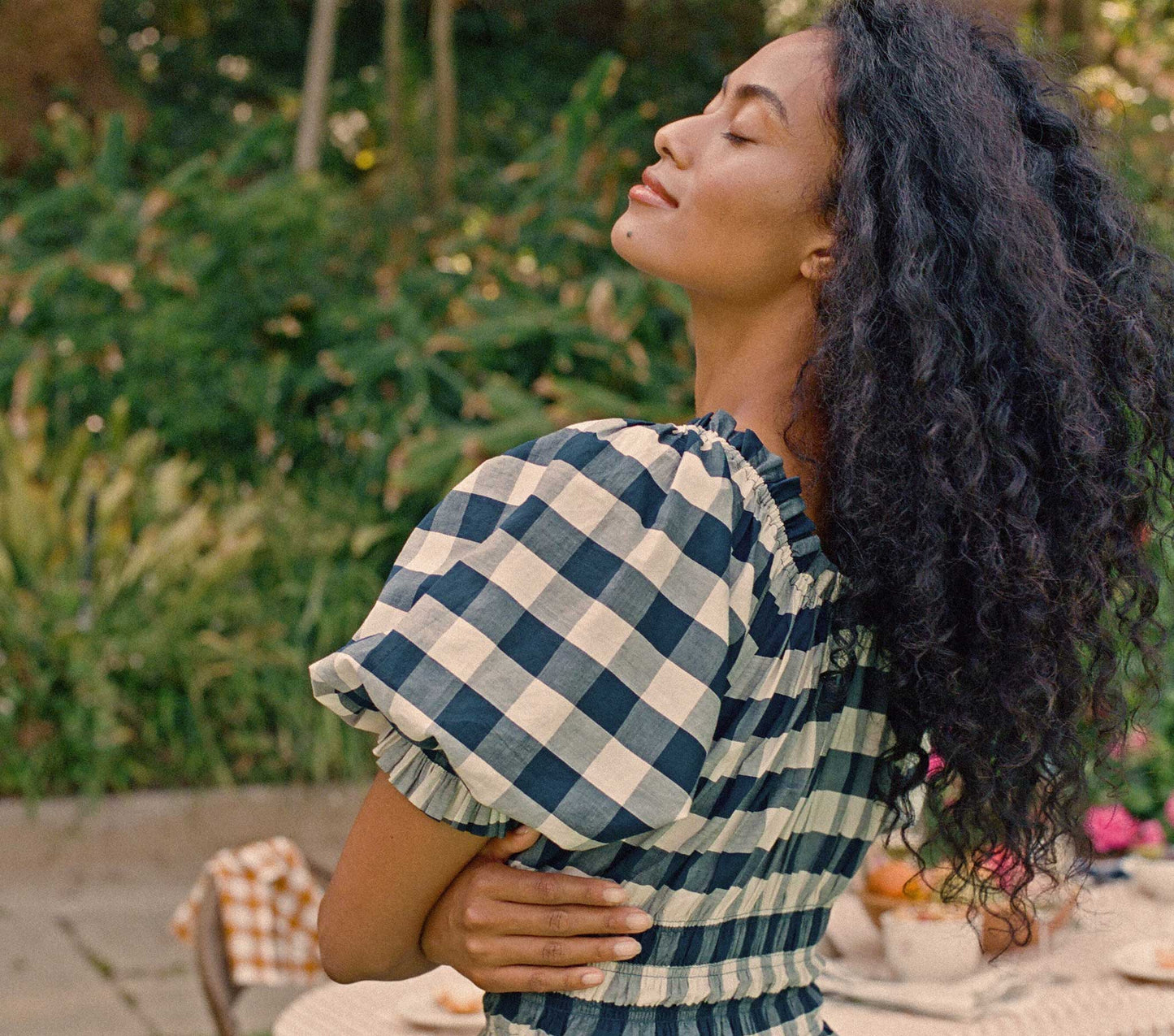 HMD -- VICTOIRE DRESS -- NAVY GINGHAM