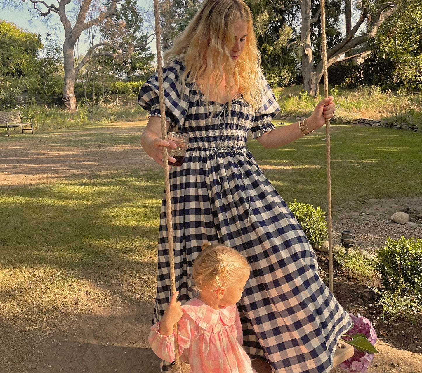 HMD -- VICTOIRE DRESS -- NAVY GINGHAM