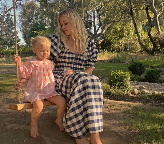 HMD -- VICTOIRE DRESS -- NAVY GINGHAM