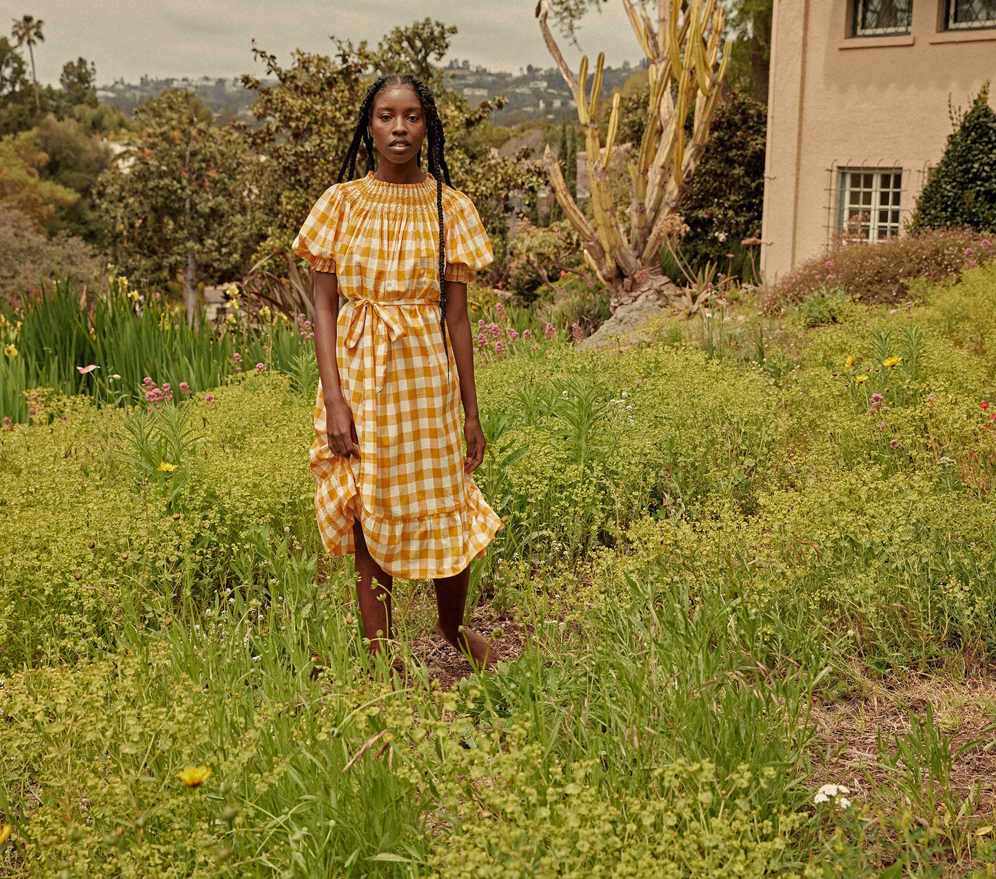 HMD -- WHISPER DRESS -- GOLDENROD GINGHAM