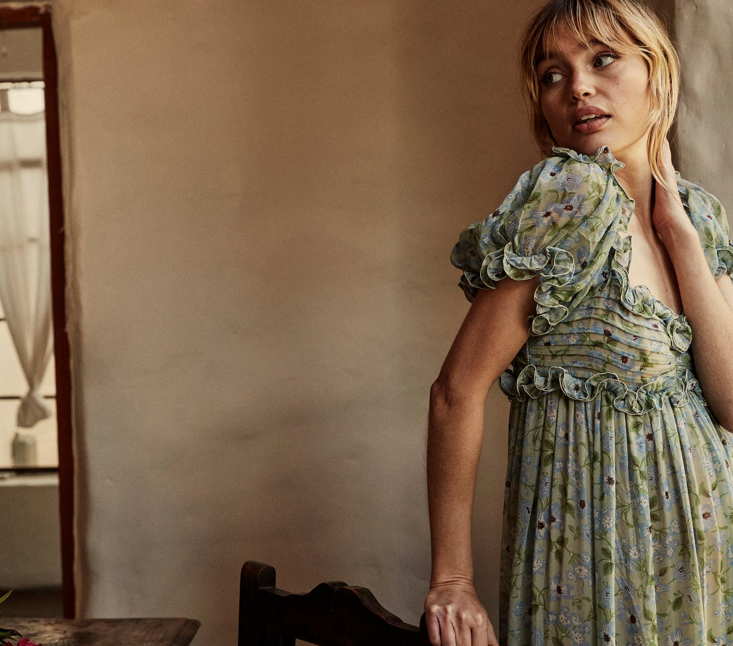 HMD -- DREW DRESS -- GREEN STRAWBERRY MOON FLORAL