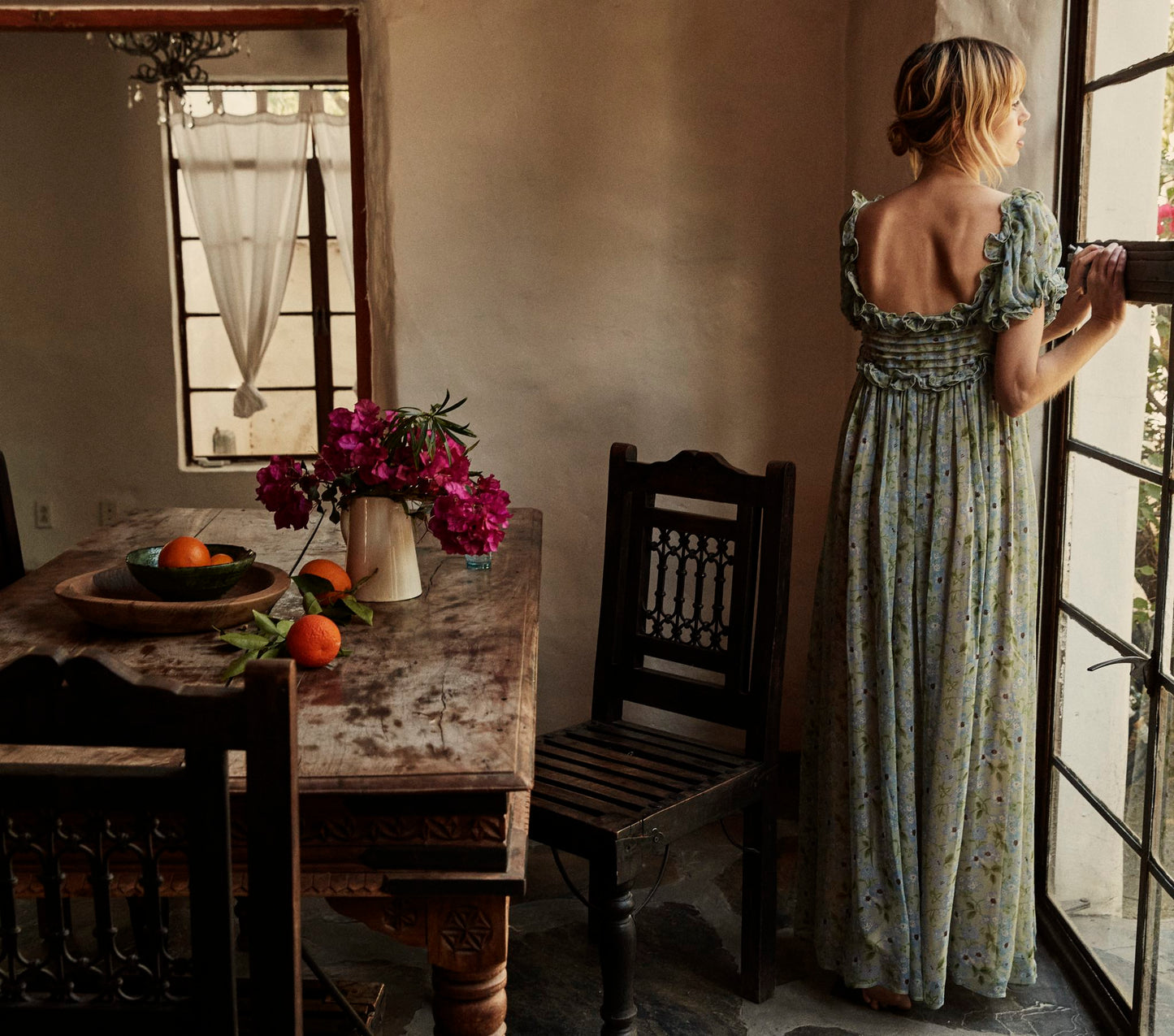 HMD -- DREW DRESS -- GREEN STRAWBERRY MOON FLORAL