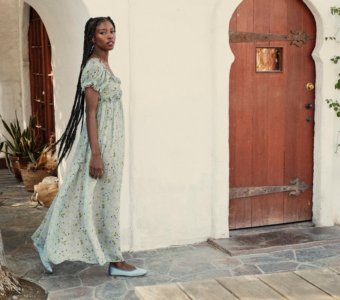 HMD -- DREW DRESS -- GREEN STRAWBERRY MOON FLORAL