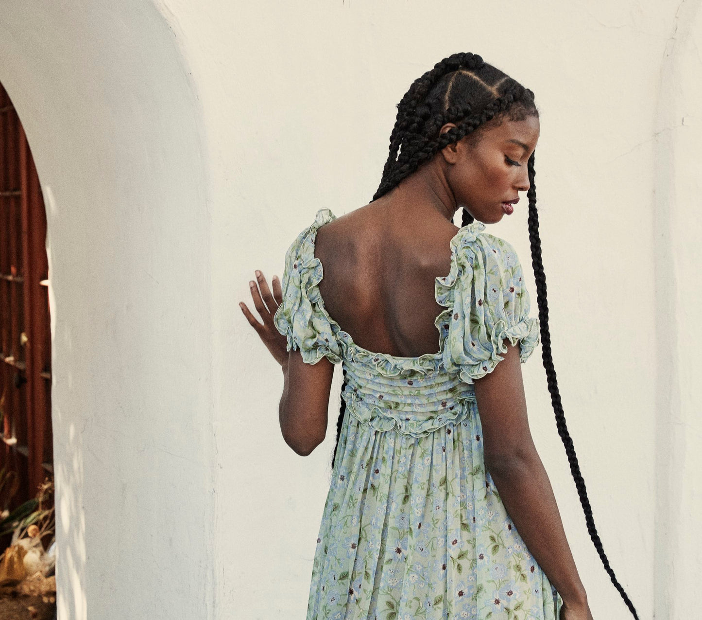 HMD -- DREW DRESS -- GREEN STRAWBERRY MOON FLORAL