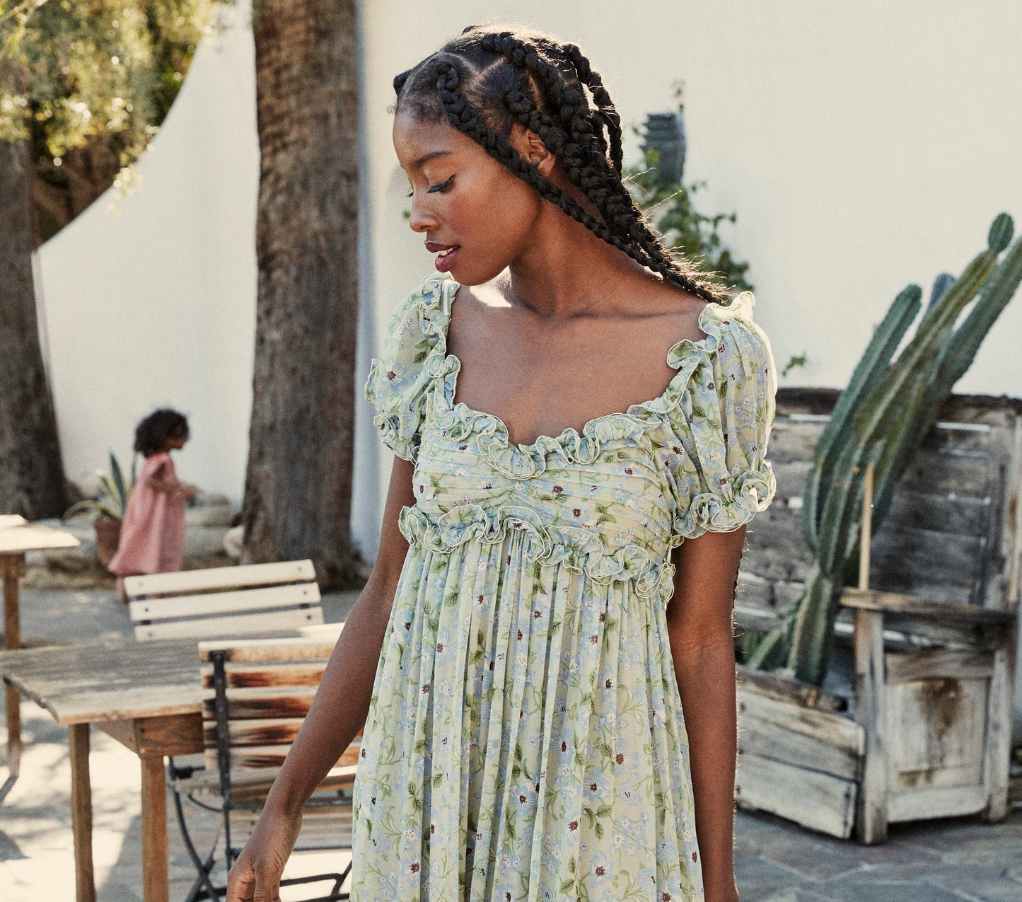 HMD -- DREW DRESS -- GREEN STRAWBERRY MOON FLORAL