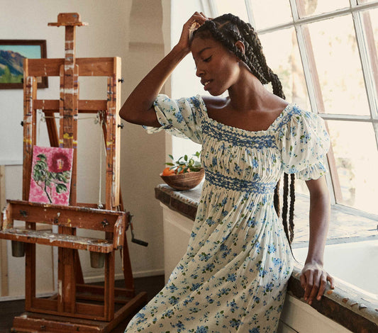 HMD -- ECLIPSE NIGHTGOWN -- BLUE PRIMROSE FLORAL