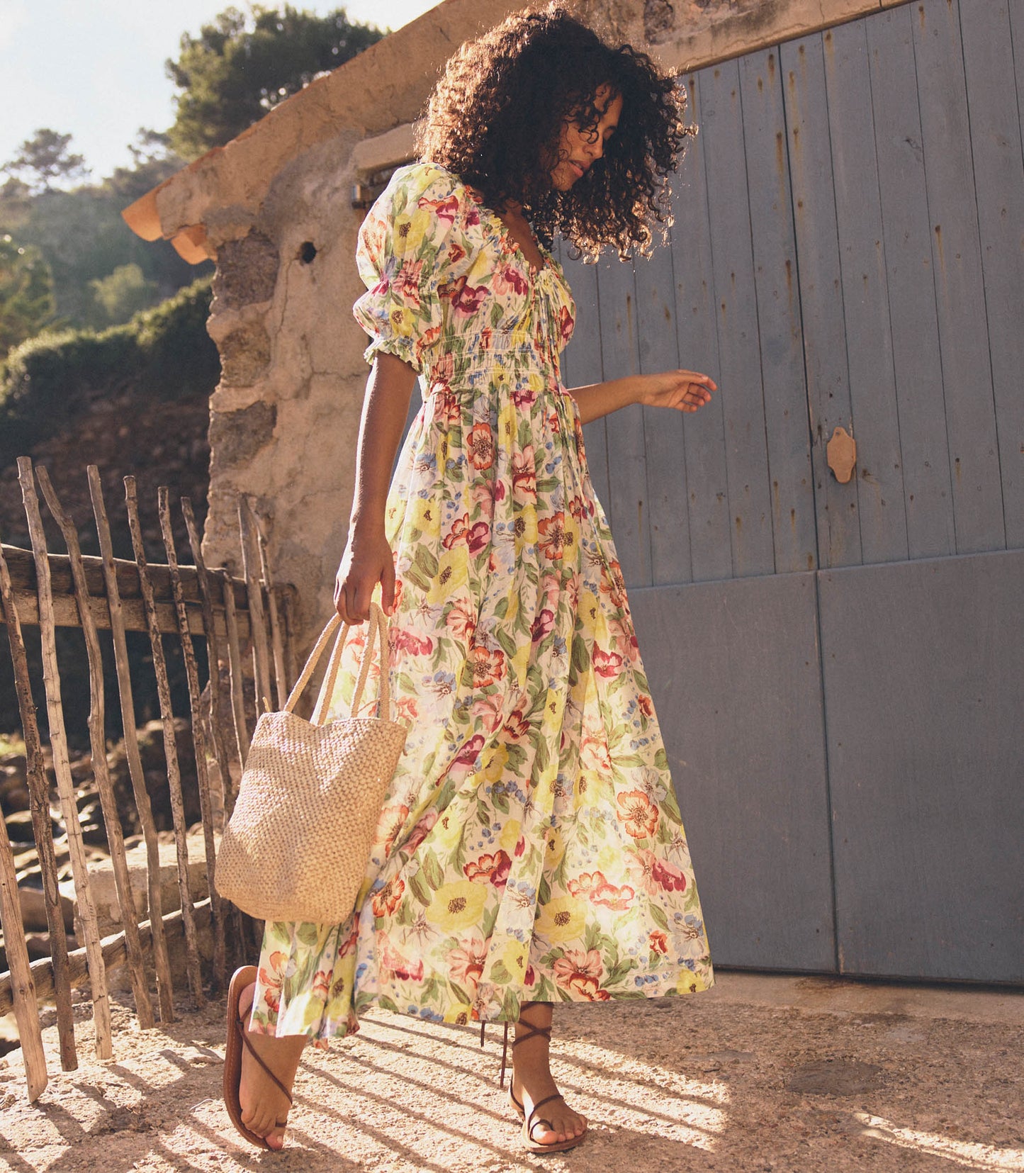 ISCHIA DRESS -- BLANC ANEMONE BLOOM