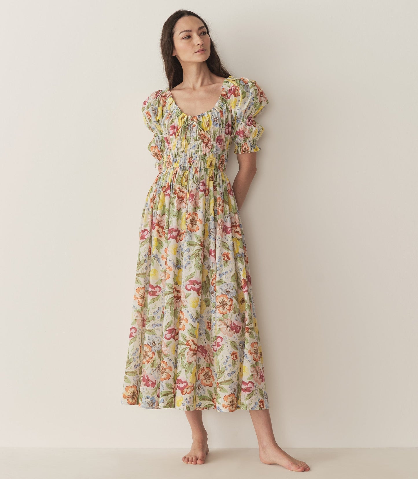 ISCHIA DRESS -- BLANC ANEMONE BLOOM
