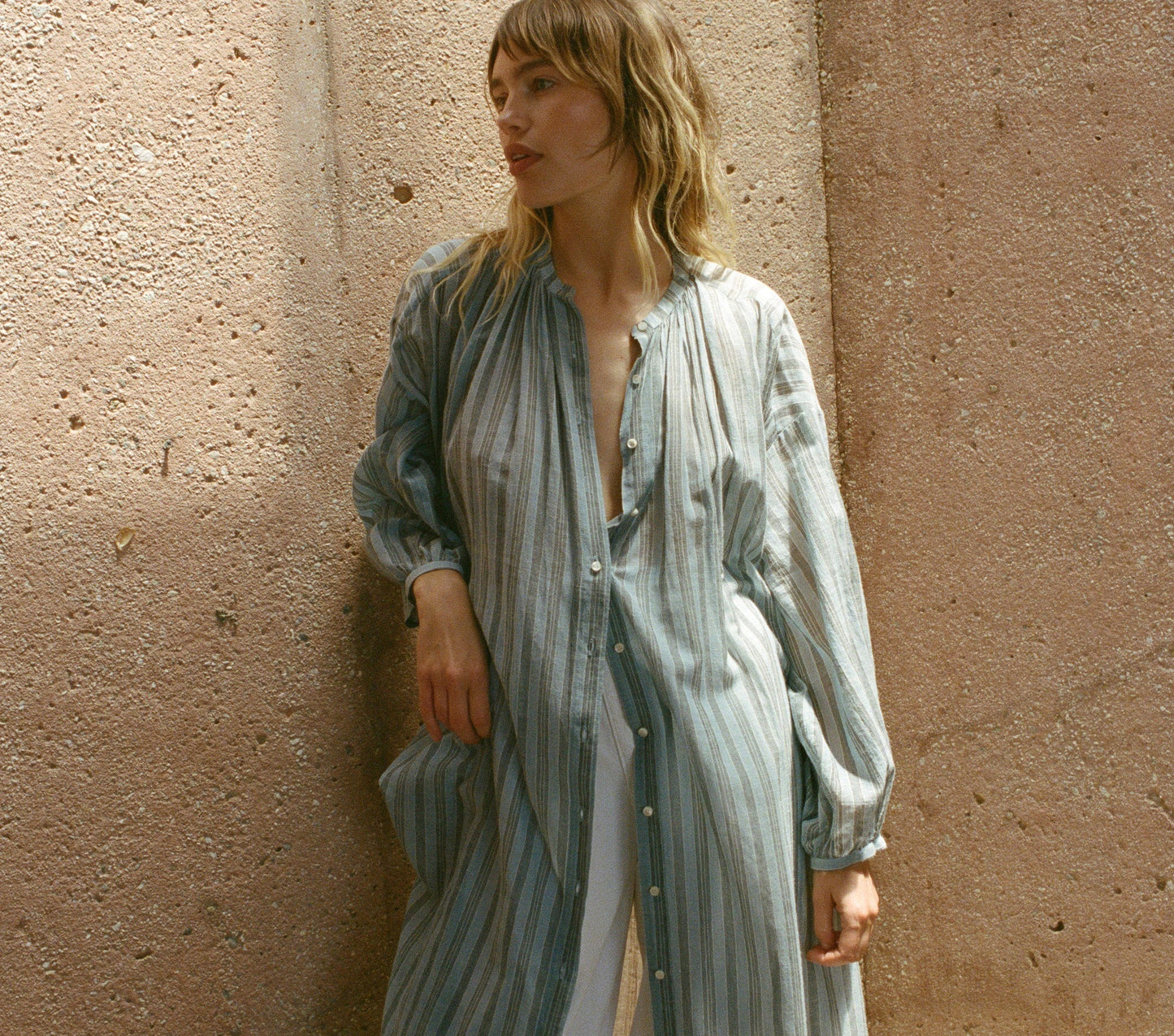 HMD -- JOAN DRESS -- INDIGO STRIPE