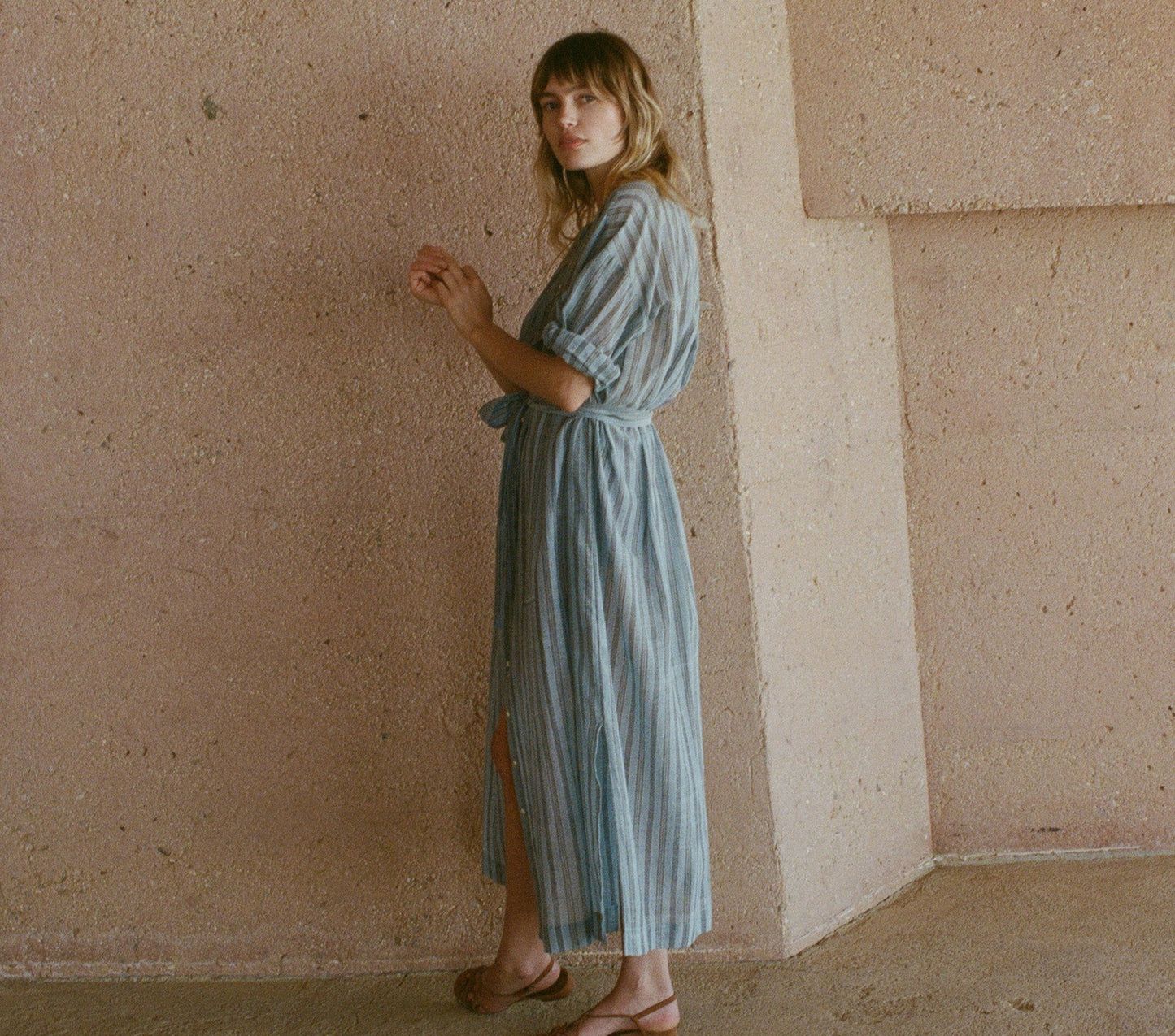 HMD -- JOAN DRESS -- INDIGO STRIPE