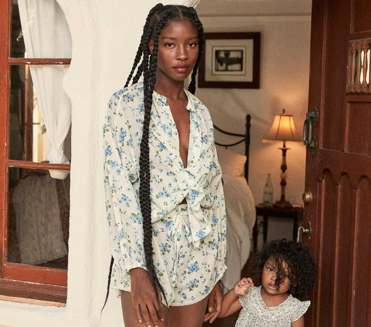 HMD -- THE JANE BLOUSE -- BLUE PRIMROSE FLORAL