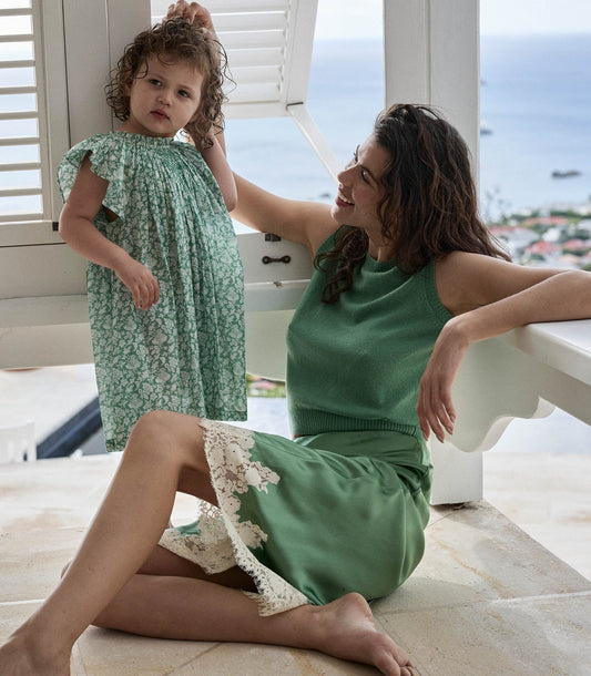 LIESEL DRESS -- PERIDOT TEA FLORAL