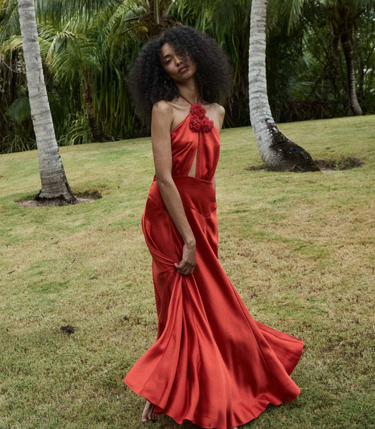 LILAIA DRESS -- FIERY CORAL