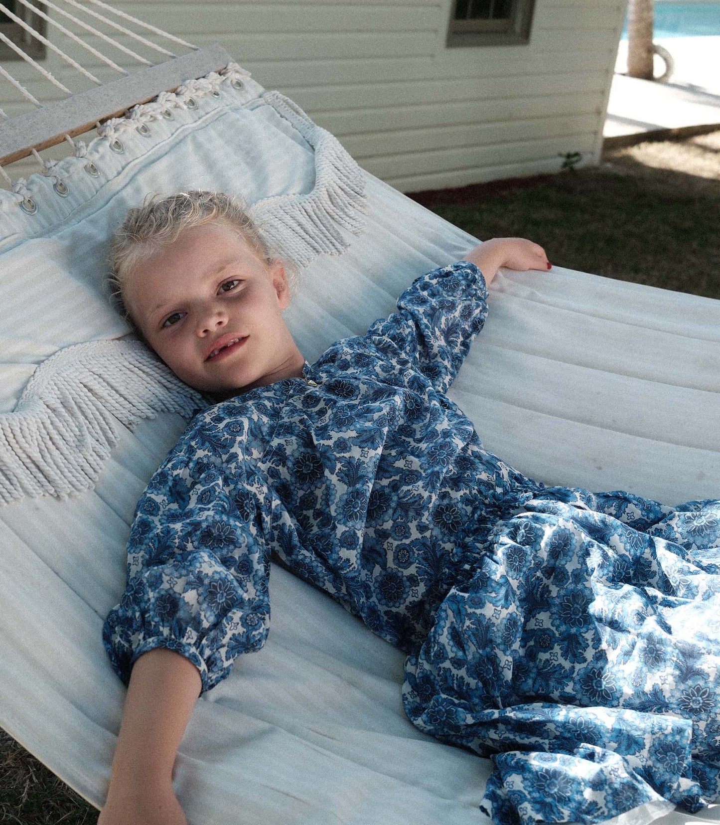 LITTLE MARCHE TOP -- BLEU SOLEIL FLEURIT