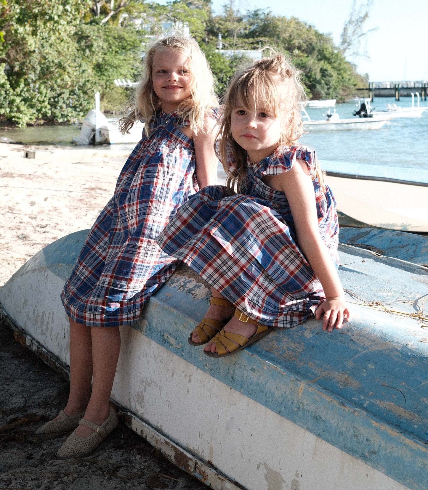 LITTLE NISHA DRESS -- COTE D’AZUR PLAID