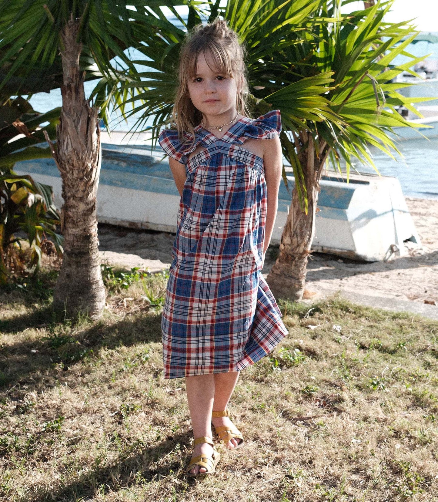 LITTLE NISHA DRESS -- COTE D’AZUR PLAID