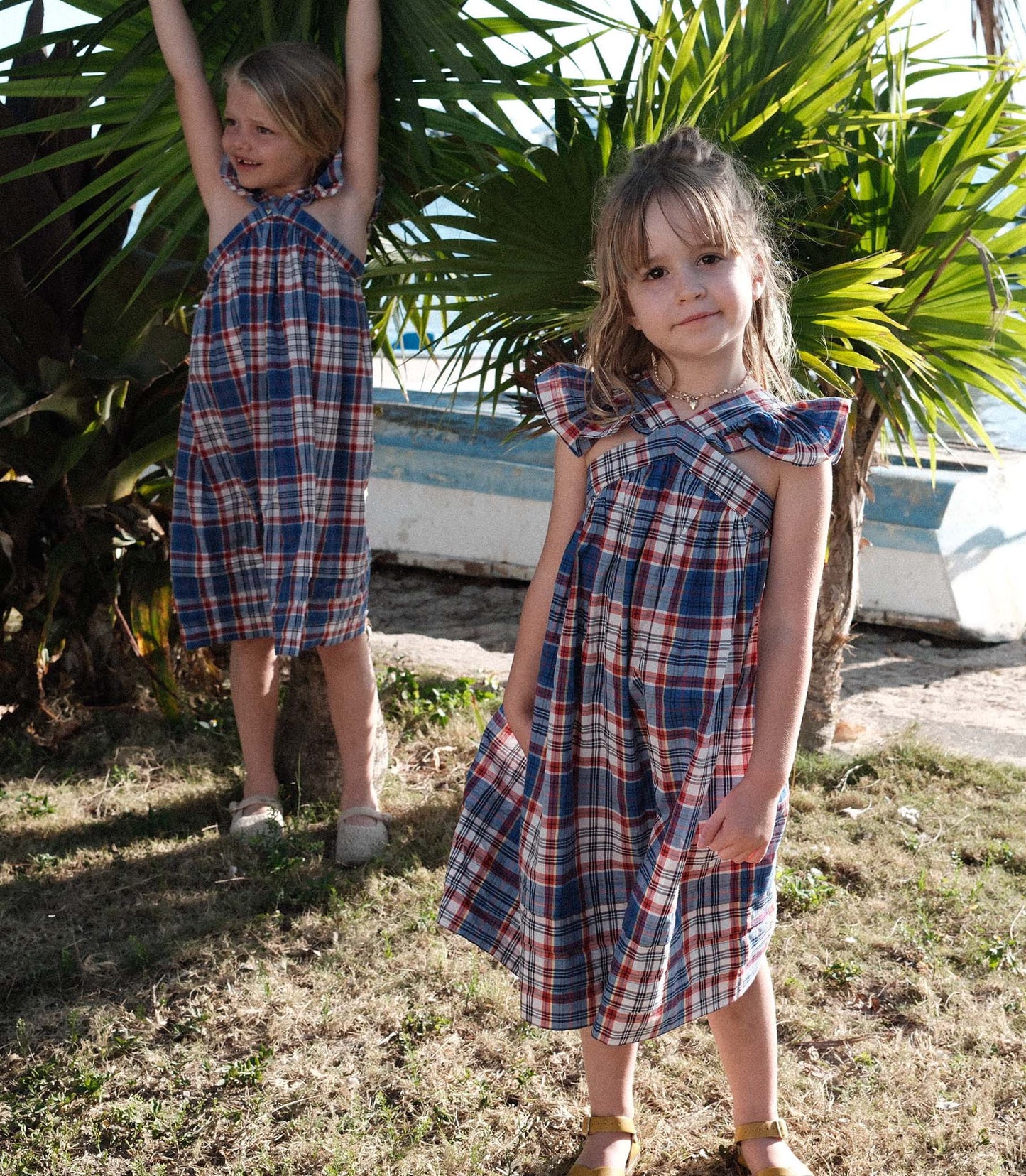 LITTLE NISHA DRESS -- COTE D’AZUR PLAID