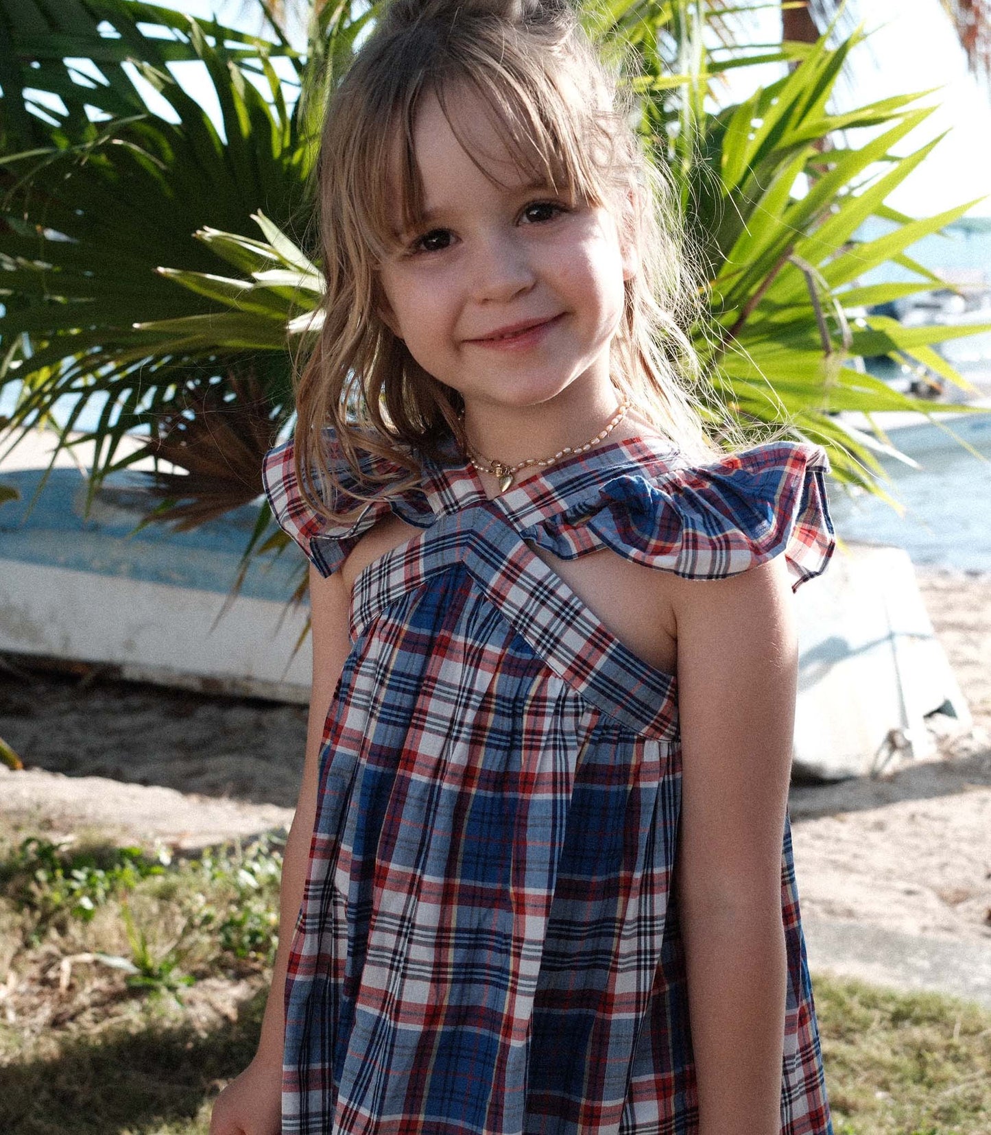 LITTLE NISHA DRESS -- COTE D’AZUR PLAID