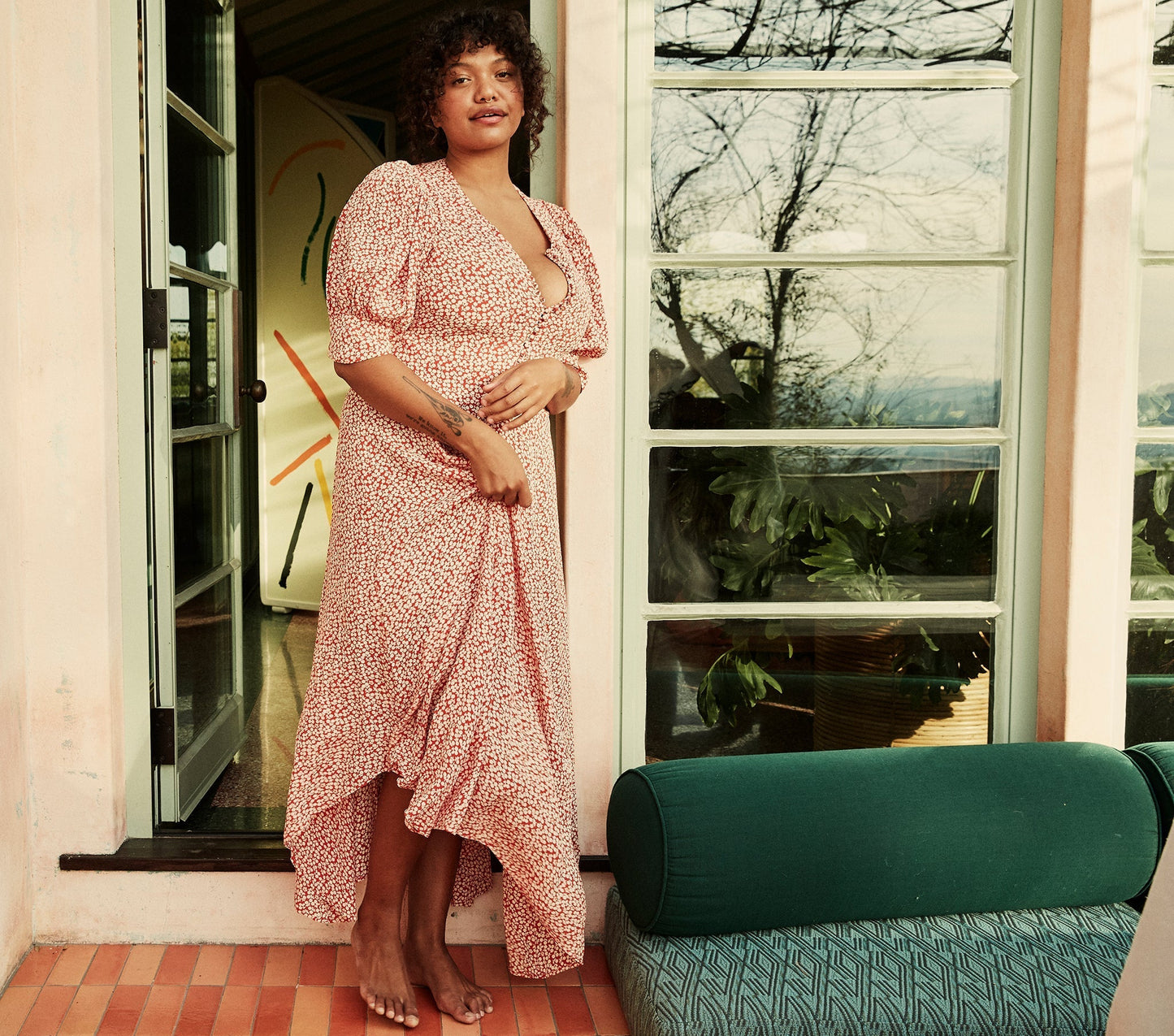 HMD -- LAUREL DRESS -- CARDINAL CHERRY WILLOW