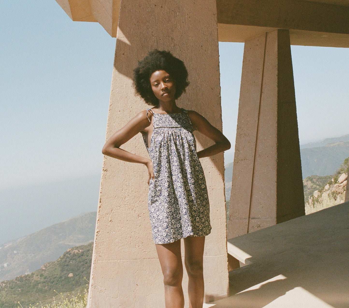 HMD -- MARJORIE DRESS -- BLUE JESSAMINE CALICO