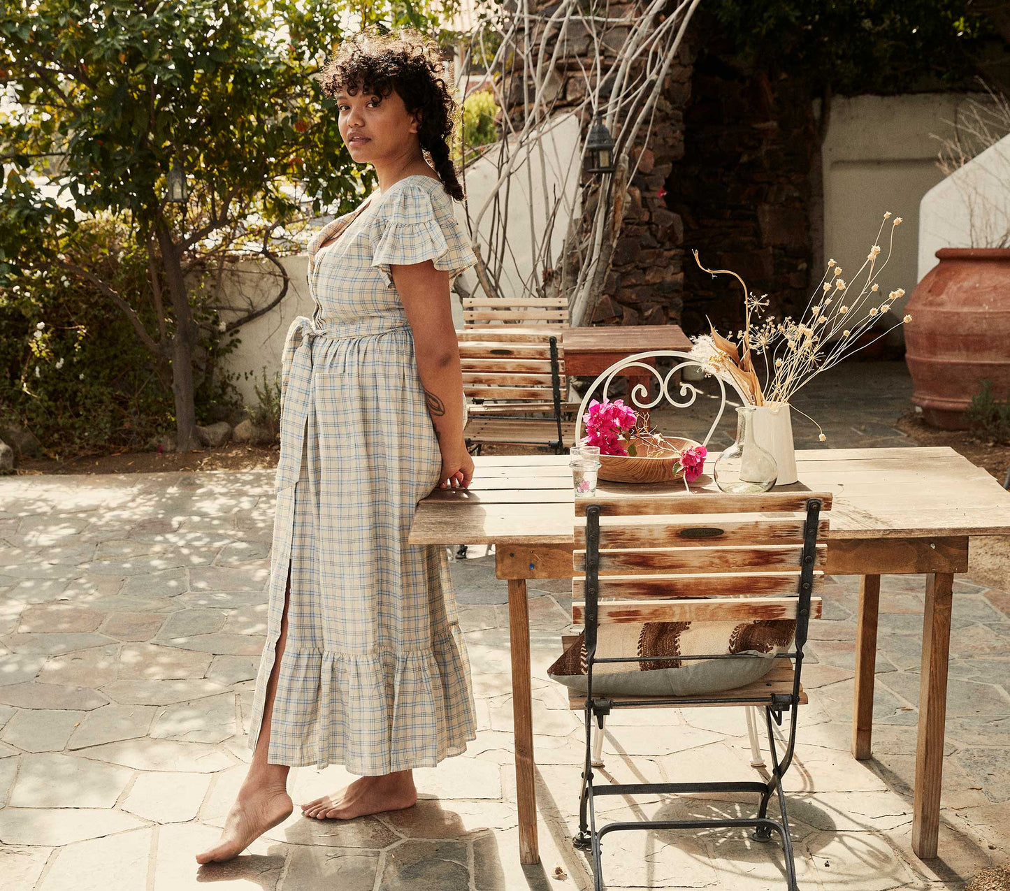 HMD -- MARFA DRESS -- BLUE MEADOWLARK PLAID