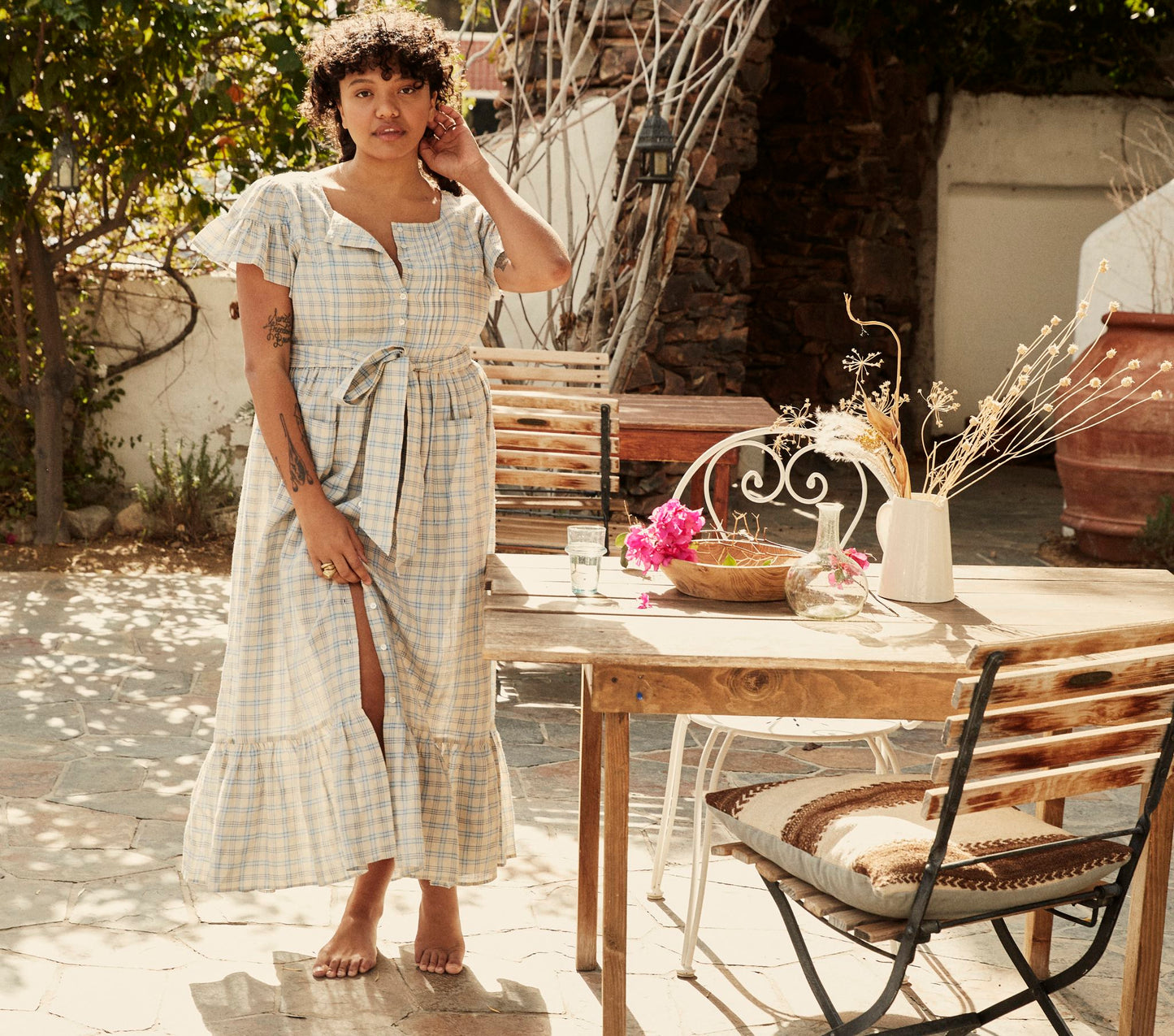 HMD -- MARFA DRESS -- BLUE MEADOWLARK PLAID