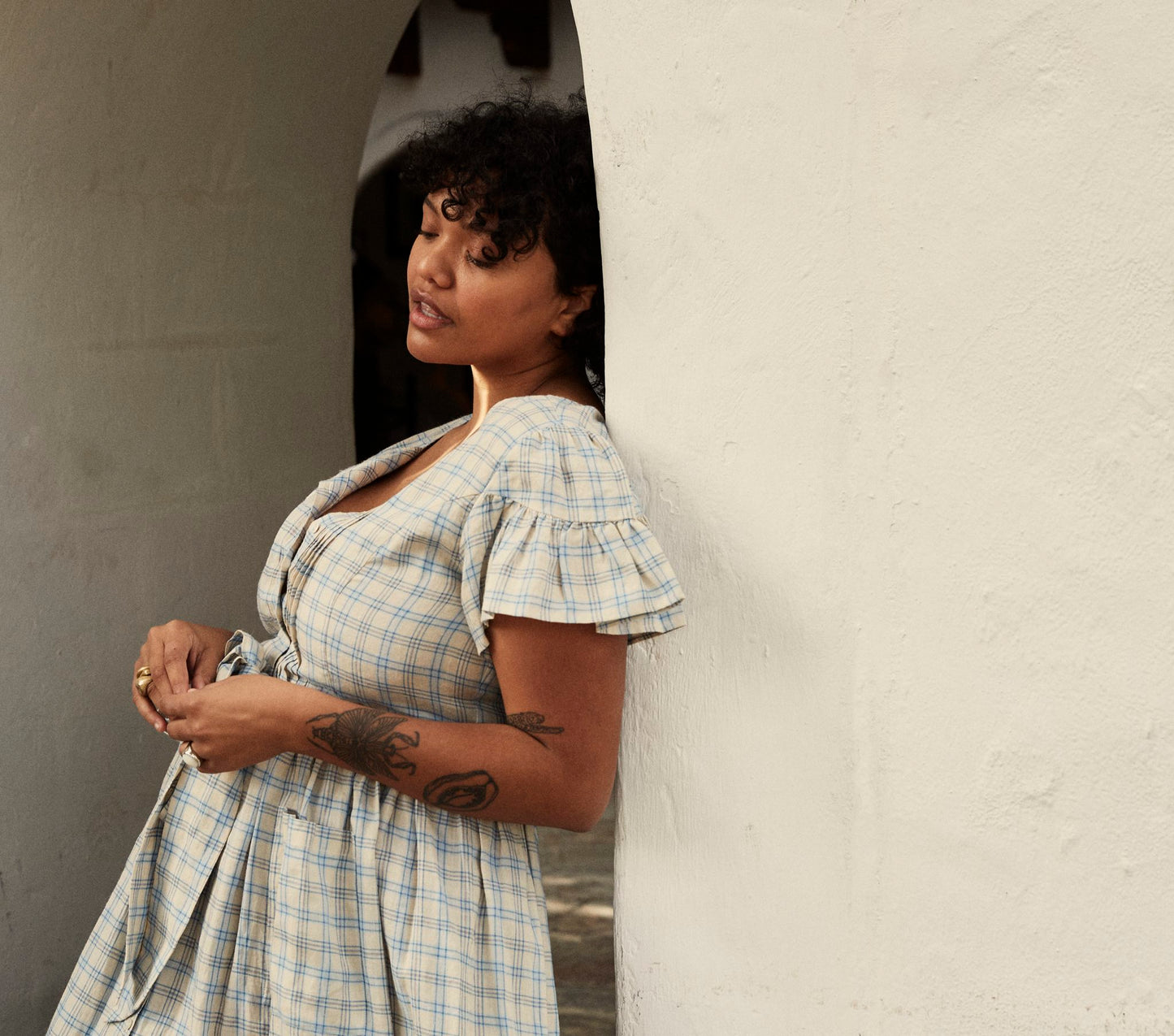 HMD -- MARFA DRESS -- BLUE MEADOWLARK PLAID