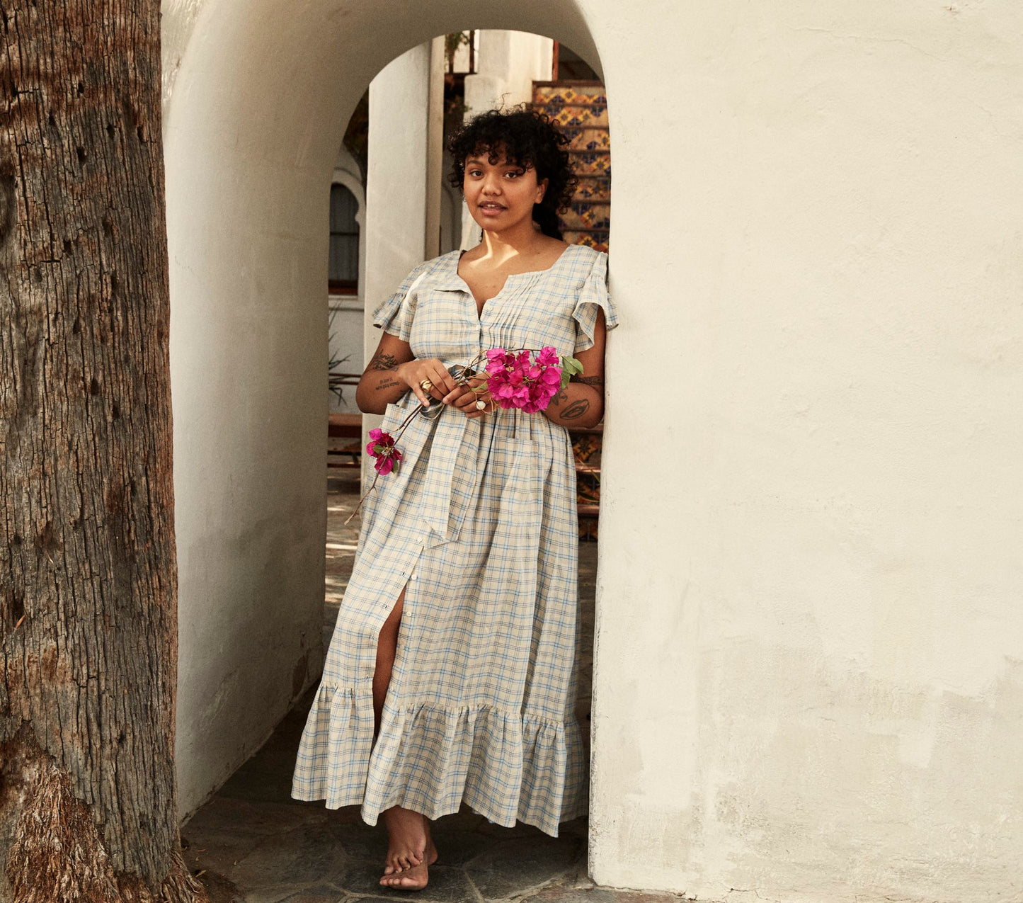 HMD -- MARFA DRESS -- BLUE MEADOWLARK PLAID