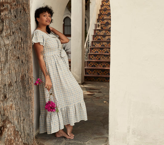 HMD -- MARFA DRESS -- BLUE MEADOWLARK PLAID